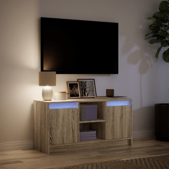 Dulap TV cu LED, stejar sonoma, 100x34x50 cm, lemn prelucrat - WALTI WALTI