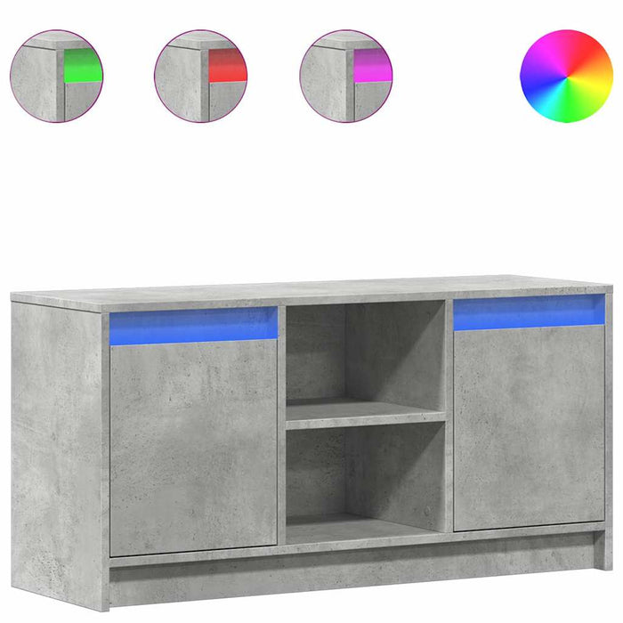 Dulap TV cu LED, gri beton, 100x34x50 cm, lemn prelucrat WALTI