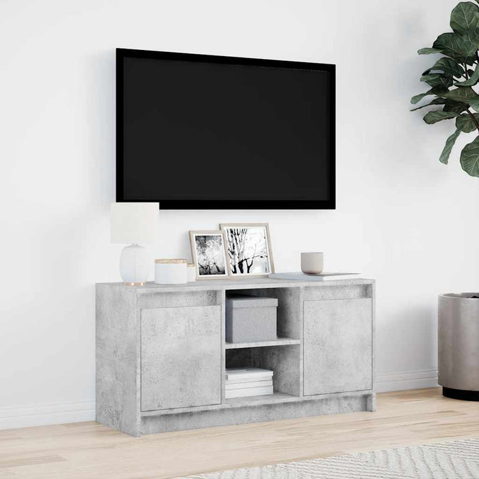 Dulap TV cu LED, gri beton, 100x34x50 cm, lemn prelucrat WALTI