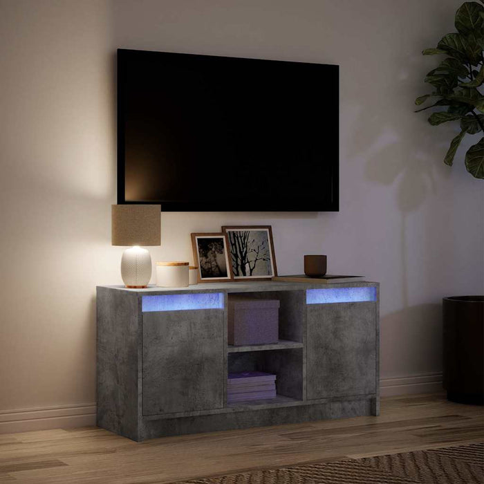 Dulap TV cu LED, gri beton, 100x34x50 cm, lemn prelucrat WALTI