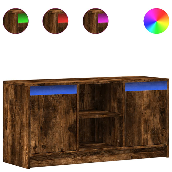 Dulap TV cu LED, stejar fumuriu, 100x34x50 cm, lemn prelucrat - WALTI WALTI