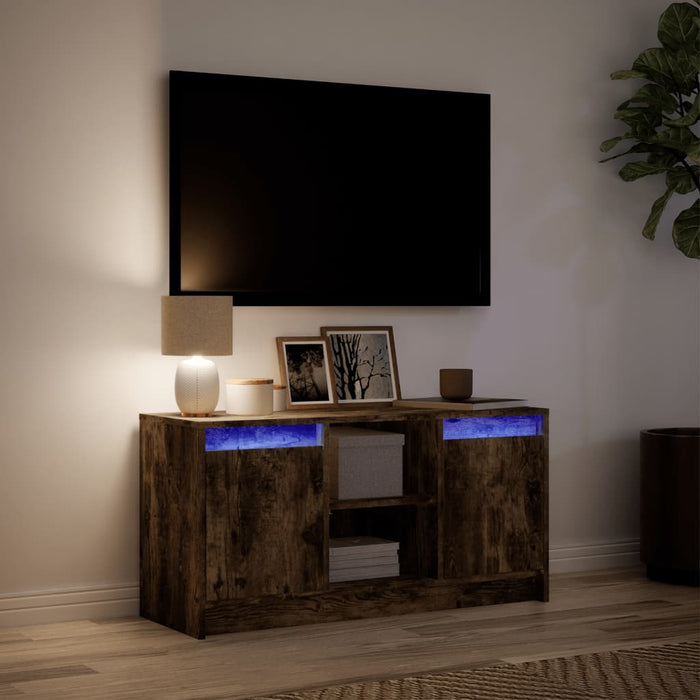 Dulap TV cu LED, stejar fumuriu, 100x34x50 cm, lemn prelucrat - WALTI WALTI