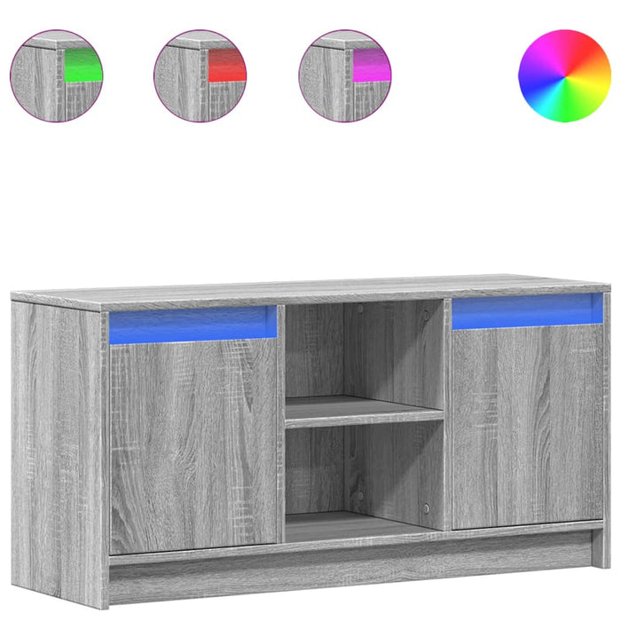 Dulap TV cu LED, gri sonoma, 100x34x50 cm, lemn prelucrat - WALTI WALTI