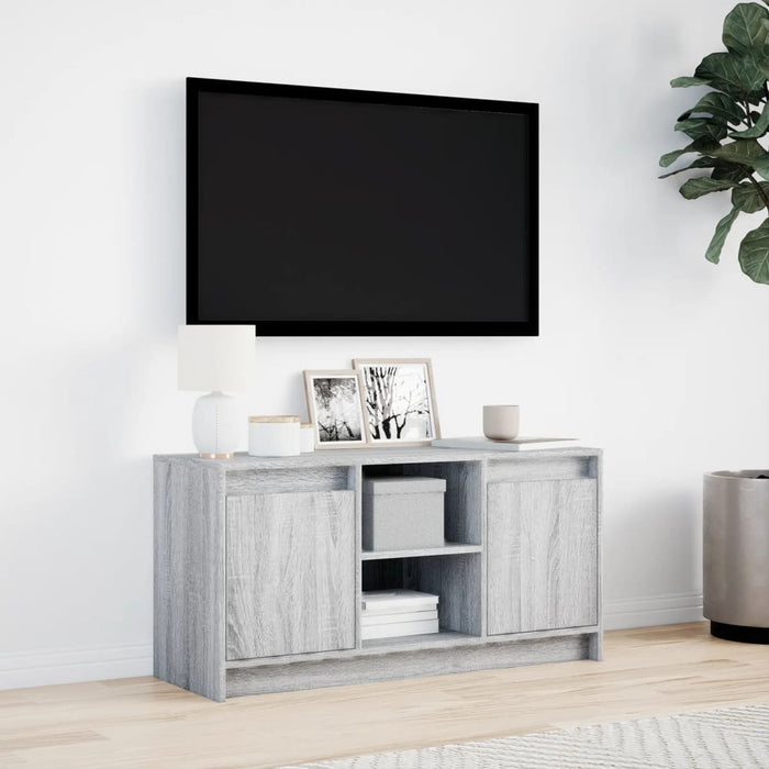 Dulap TV cu LED, gri sonoma, 100x34x50 cm, lemn prelucrat - WALTI WALTI
