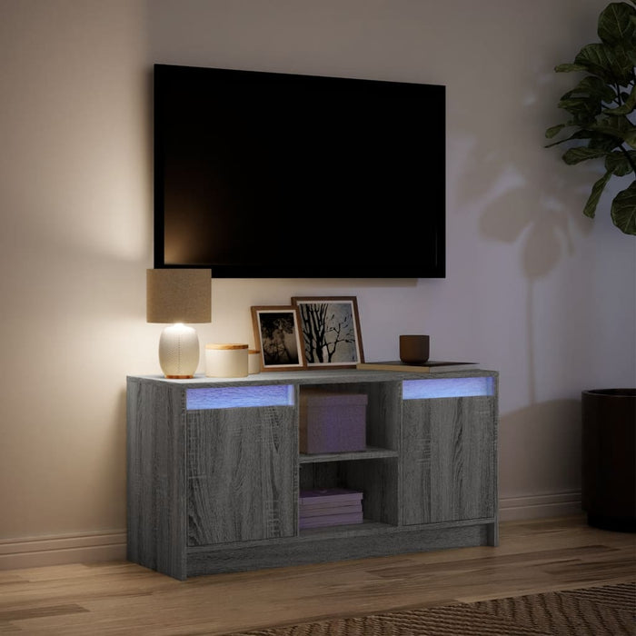 Dulap TV cu LED, gri sonoma, 100x34x50 cm, lemn prelucrat - WALTI WALTI
