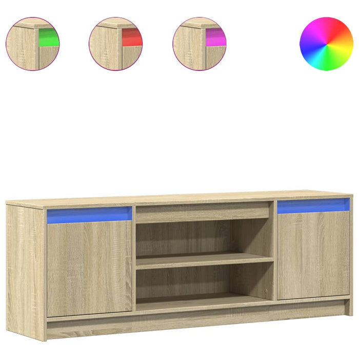 Dulap TV cu LED, stejar sonoma, 139,5x34x50 cm, lemn prelucrat - WALTI WALTI