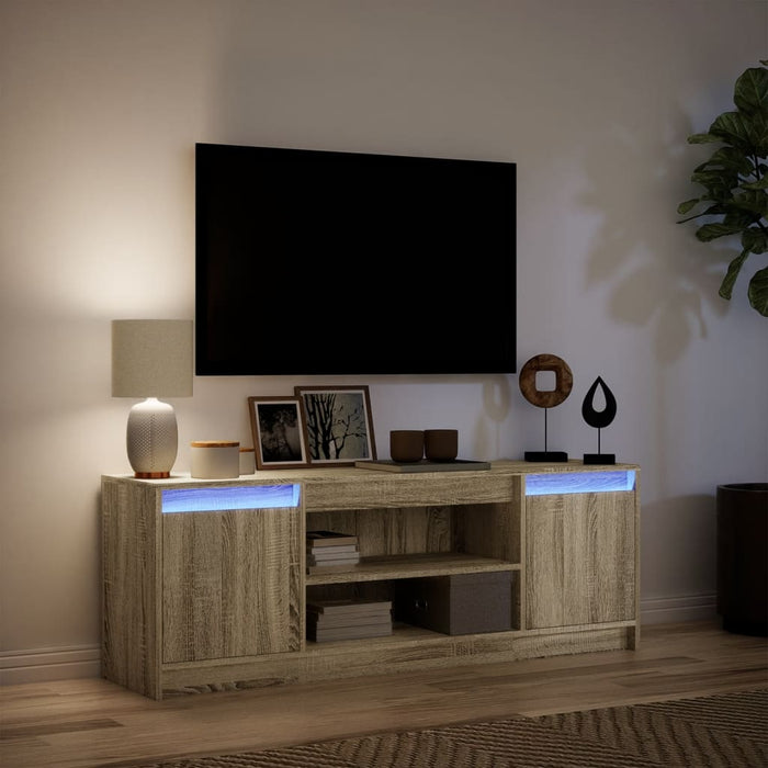 Dulap TV cu LED, stejar sonoma, 139,5x34x50 cm, lemn prelucrat - WALTI WALTI