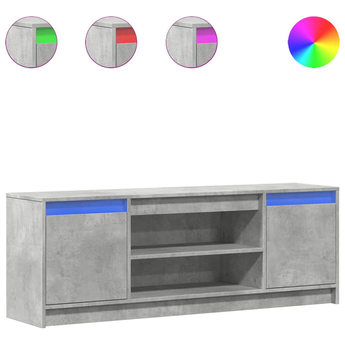 Dulap TV cu LED, gri beton, 139,5x34x50 cm, lemn prelucrat - WALTI WALTI