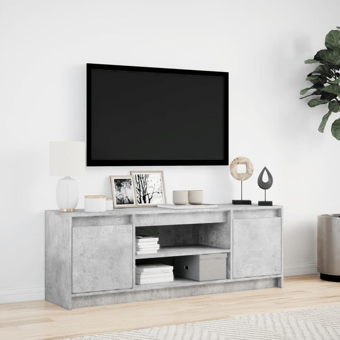 Dulap TV cu LED, gri beton, 139,5x34x50 cm, lemn prelucrat - WALTI WALTI