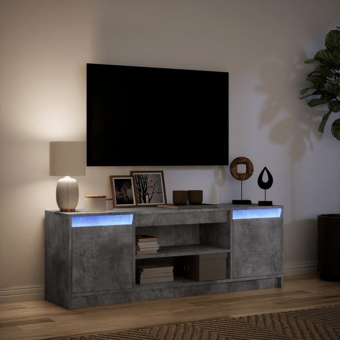 Dulap TV cu LED, gri beton, 139,5x34x50 cm, lemn prelucrat - WALTI WALTI