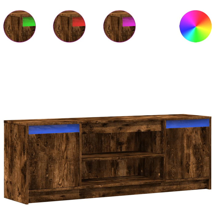 Dulap TV cu LED, stejar fumuriu, 139,5x34x50 cm, lemn prelucrat - WALTI WALTI