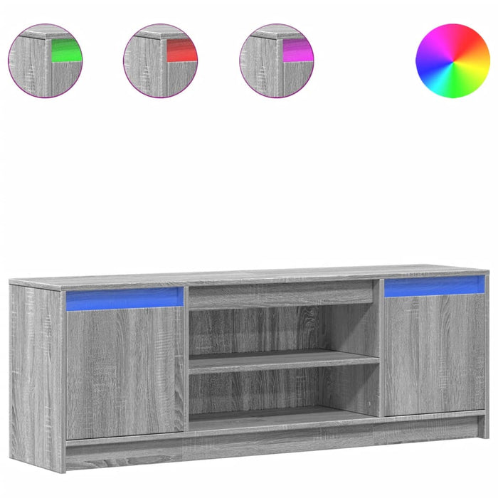 Dulap TV cu LED, gri sonoma, 139,5x34x50 cm, lemn prelucrat - WALTI WALTI