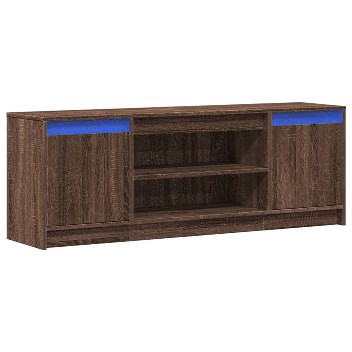 Dulap TV cu LED, stejar maro, 139,5x34x50 cm, lemn prelucrat - WALTI WALTI