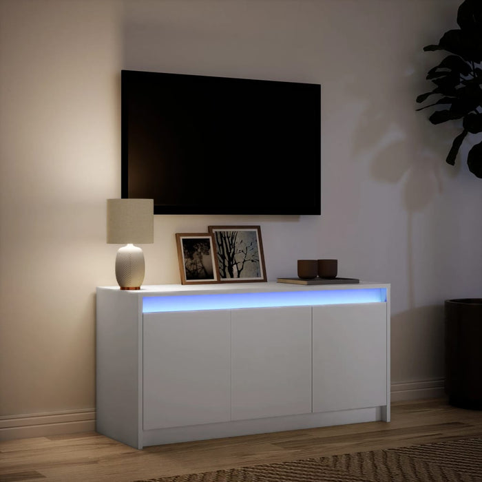 Dulap TV cu LED, alb, 100x34x50 cm, lemn prelucrat - WALTI WALTI