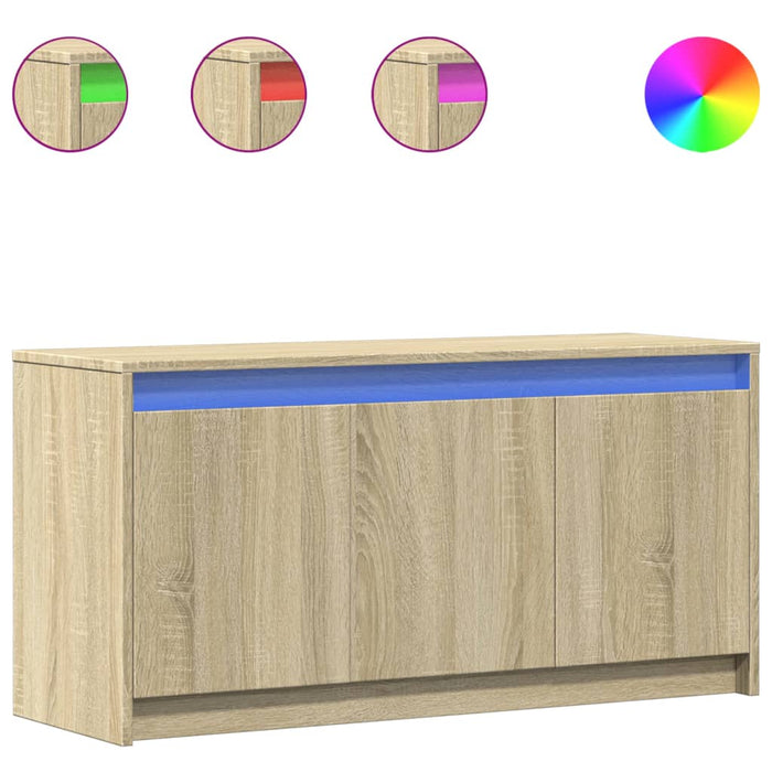 Dulap TV cu LED, stejar sonoma, 100x34x50 cm, lemn prelucrat - WALTI WALTI