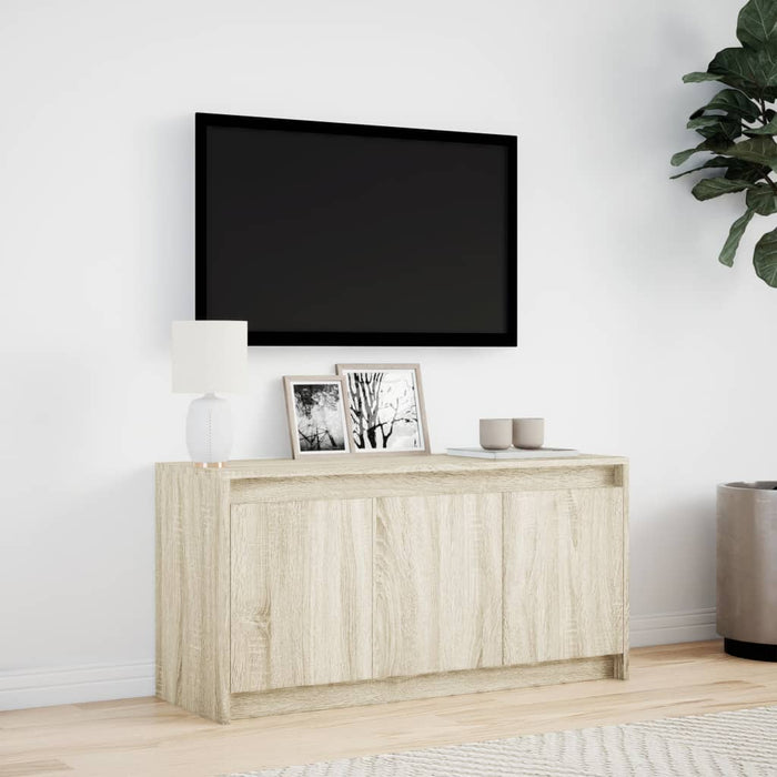 Dulap TV cu LED, stejar sonoma, 100x34x50 cm, lemn prelucrat - WALTI WALTI