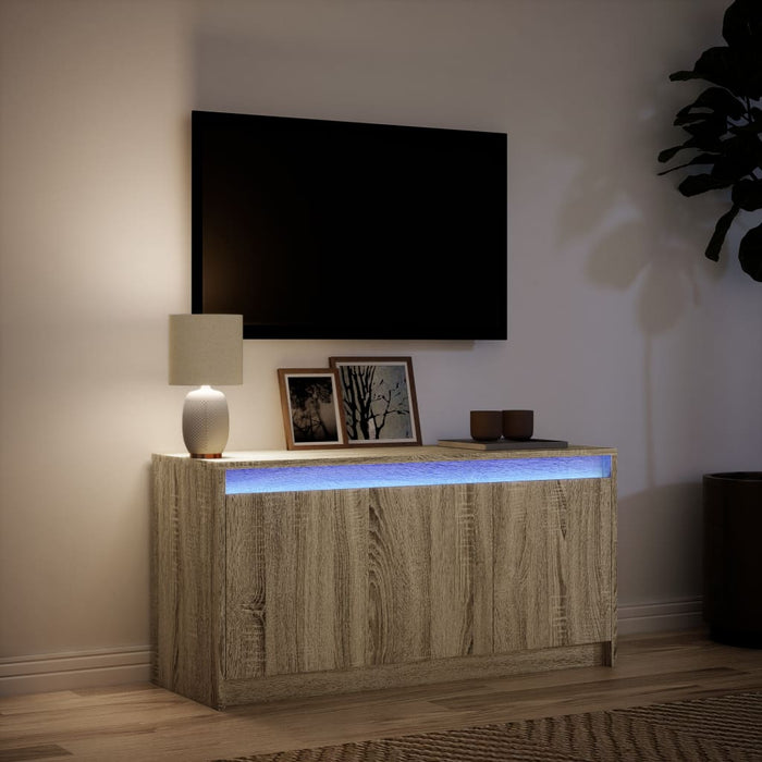 Dulap TV cu LED, stejar sonoma, 100x34x50 cm, lemn prelucrat - WALTI WALTI