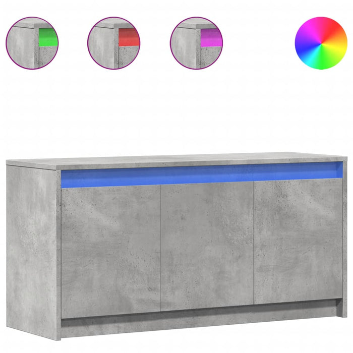 Dulap TV cu LED, gri beton, 100x34x50 cm, lemn prelucrat - WALTI WALTI