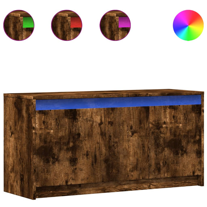Dulap TV cu LED, stejar fumuriu, 100x34x50 cm, lemn prelucrat - WALTI WALTI