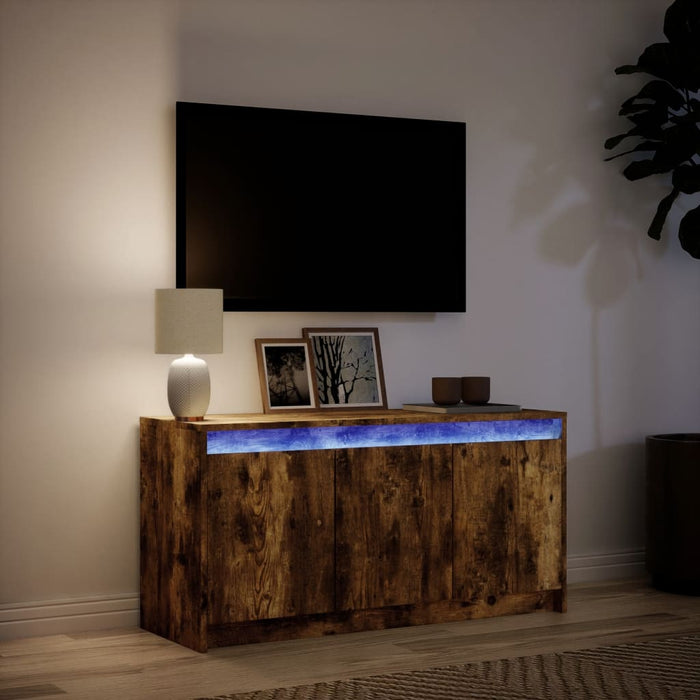 Dulap TV cu LED, stejar fumuriu, 100x34x50 cm, lemn prelucrat - WALTI WALTI