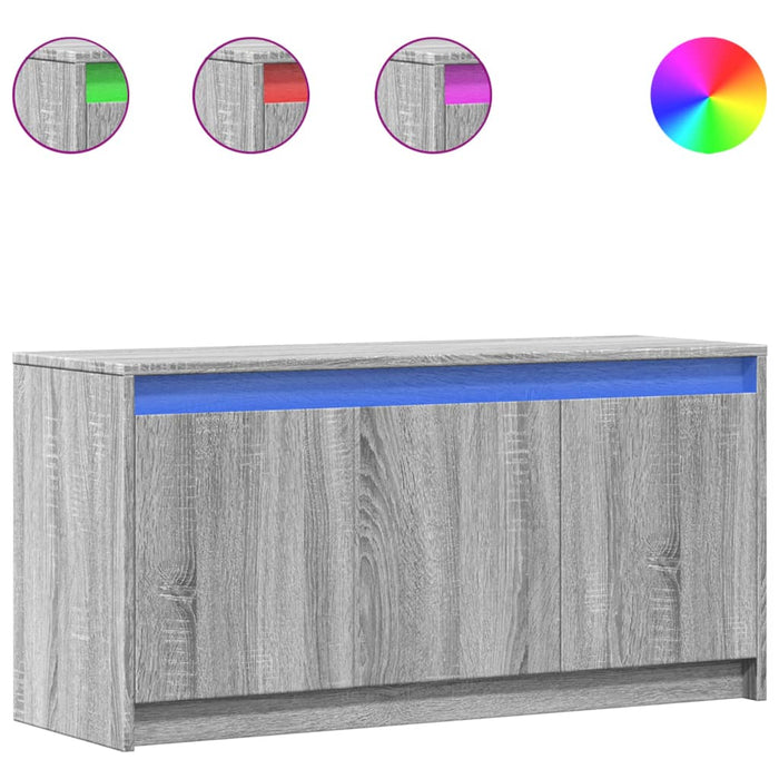 Dulap TV cu LED, gri sonoma, 100x34x50 cm, lemn prelucrat - WALTI WALTI