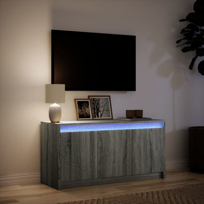 Dulap TV cu LED, gri sonoma, 100x34x50 cm, lemn prelucrat - WALTI WALTI