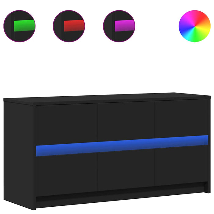 Dulap TV cu LED, negru, 100x34x50 cm, lemn prelucrat WALTI