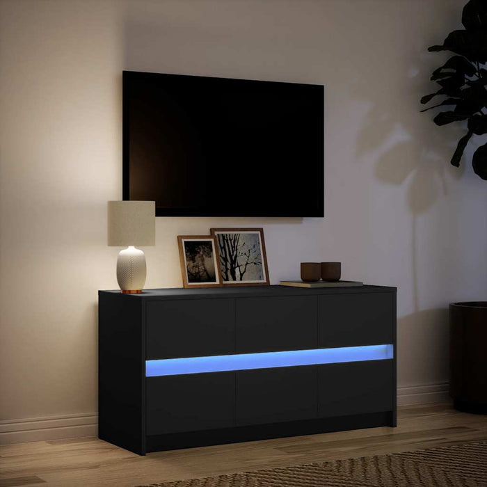Dulap TV cu LED, negru, 100x34x50 cm, lemn prelucrat WALTI