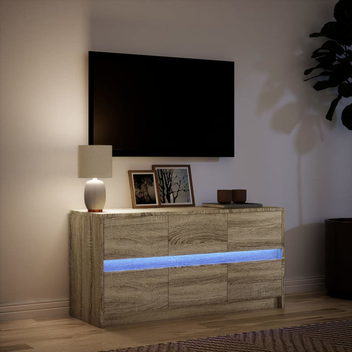 Dulap TV cu LED, stejar sonoma, 100x34x50 cm, lemn prelucrat - WALTI WALTI