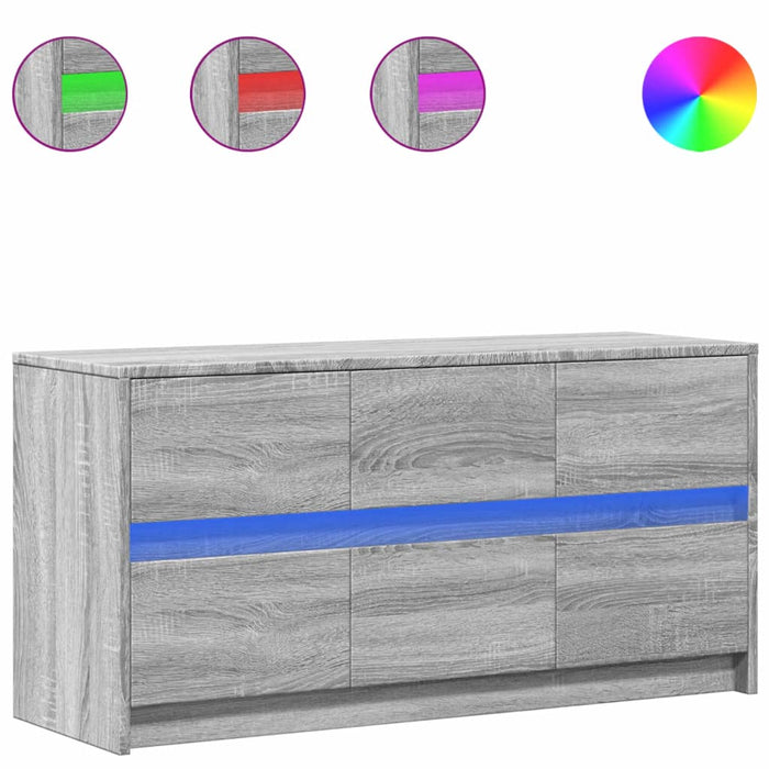 Dulap TV cu LED, gri sonoma, 100x34x50 cm, lemn prelucrat - WALTI WALTI