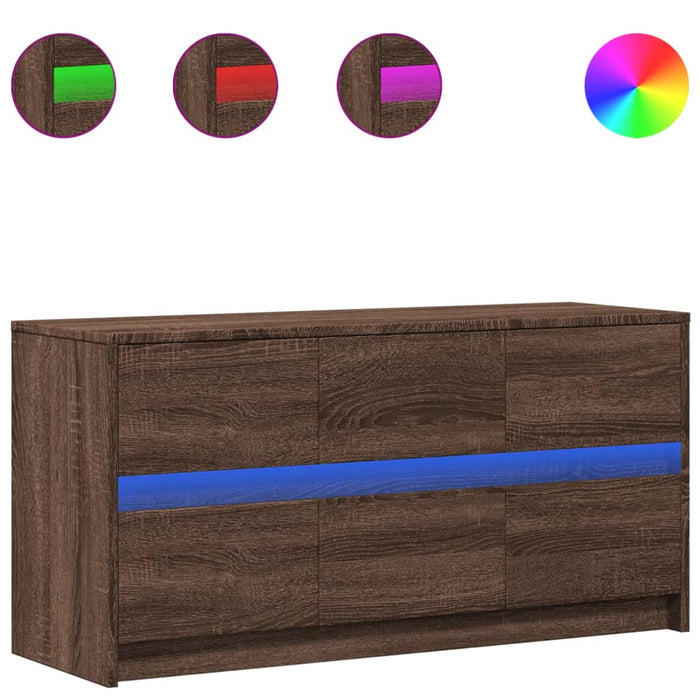 Dulap TV cu LED, stejar maro, 100x34x50 cm, lemn prelucrat - WALTI WALTI