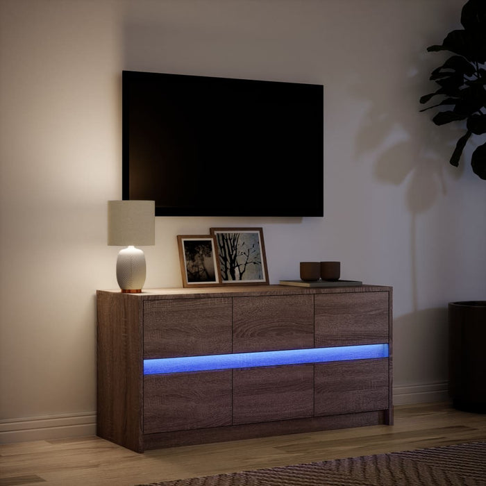 Dulap TV cu LED, stejar maro, 100x34x50 cm, lemn prelucrat - WALTI WALTI
