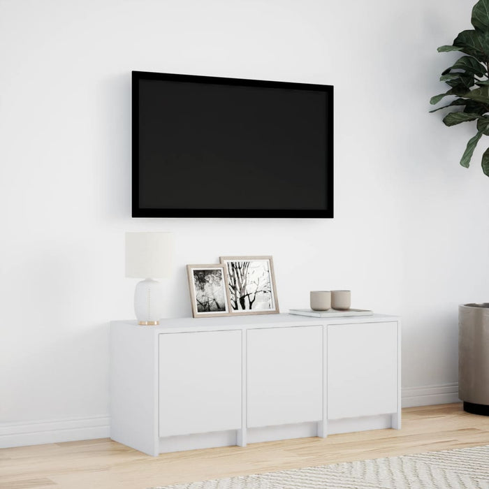 Dulap TV cu LED, alb, 97x34x40 cm, lemn prelucrat - WALTI WALTI