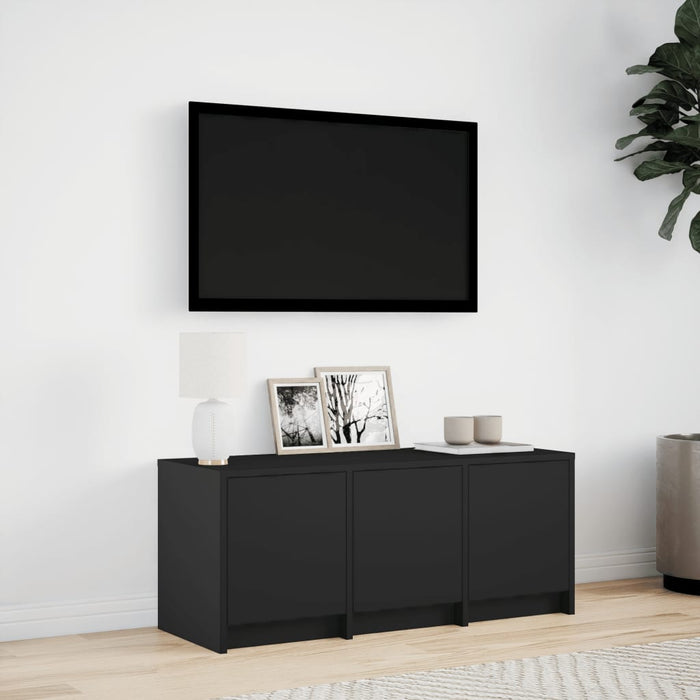 Dulap TV cu LED, negru, 97x34x40 cm, lemn prelucrat - WALTI WALTI