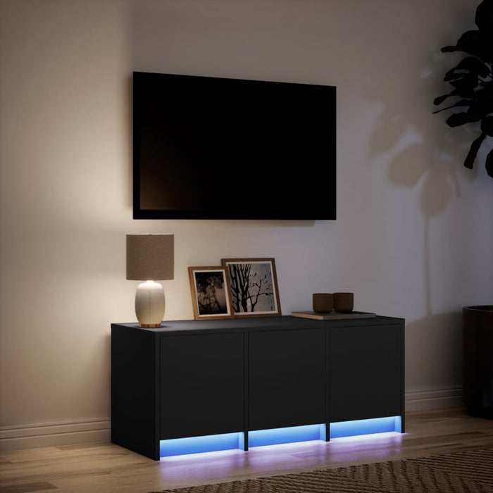 Dulap TV cu LED, negru, 97x34x40 cm, lemn prelucrat - WALTI WALTI