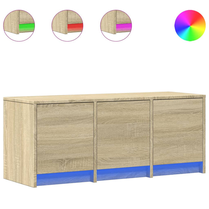 Dulap TV cu LED, stejar sonoma, 97x34x40 cm, lemn prelucrat WALTI
