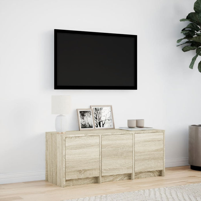 Dulap TV cu LED, stejar sonoma, 97x34x40 cm, lemn prelucrat WALTI