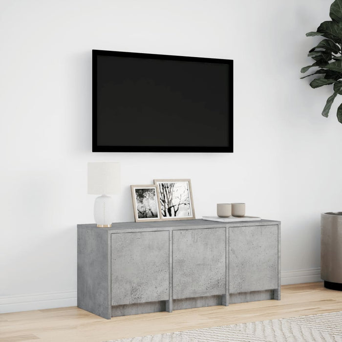 Dulap TV cu LED, gri beton, 97x34x40 cm, lemn prelucrat - WALTI WALTI