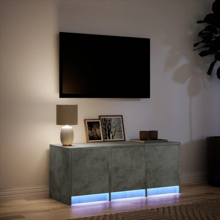 Dulap TV cu LED, gri beton, 97x34x40 cm, lemn prelucrat - WALTI WALTI