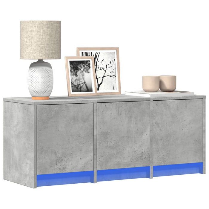 Dulap TV cu LED, gri beton, 97x34x40 cm, lemn prelucrat - WALTI WALTI