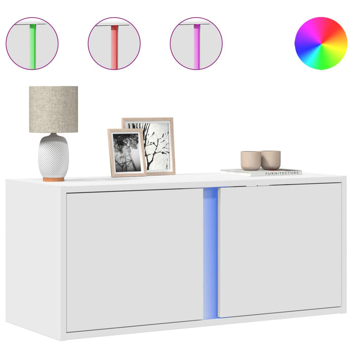 Comodă TV de perete cu lumini LED, alb, 80x31x35 cm - WALTI WALTI