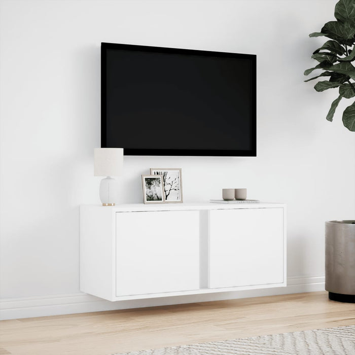 Comodă TV de perete cu lumini LED, alb, 80x31x35 cm - WALTI WALTI