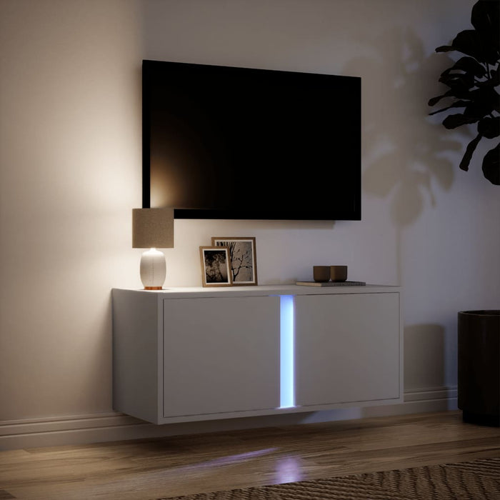 Comodă TV de perete cu lumini LED, alb, 80x31x35 cm - WALTI WALTI