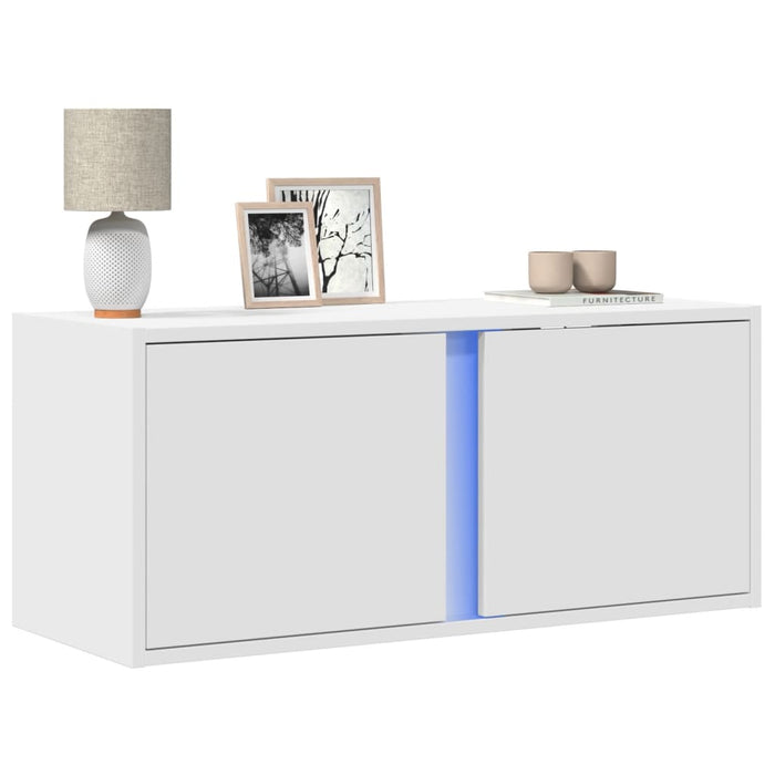 Comodă TV de perete cu lumini LED, alb, 80x31x35 cm - WALTI WALTI