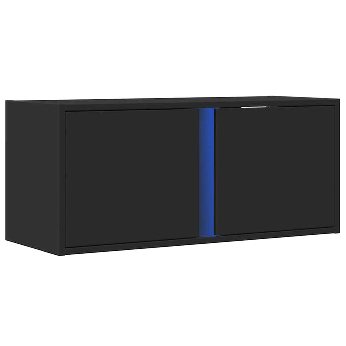 Dulap TV de perete cu lumini LED negru 80x31x35 cm WALTI