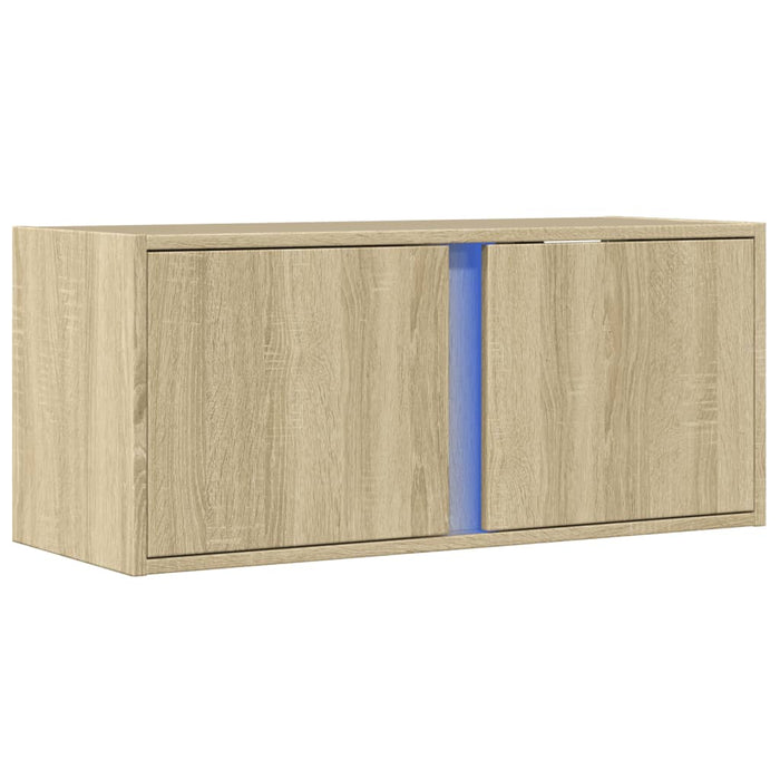 Comodă TV de perete cu lumini LED, stejar sonoma, 80x31x35 cm WALTI