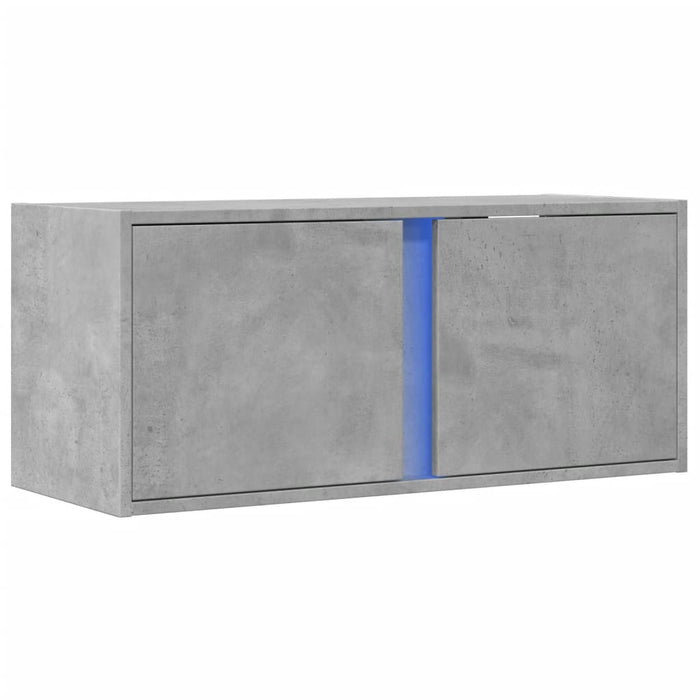 Comodă TV de perete cu lumini LED, gri beton, 80x31x35 cm - WALTI WALTI