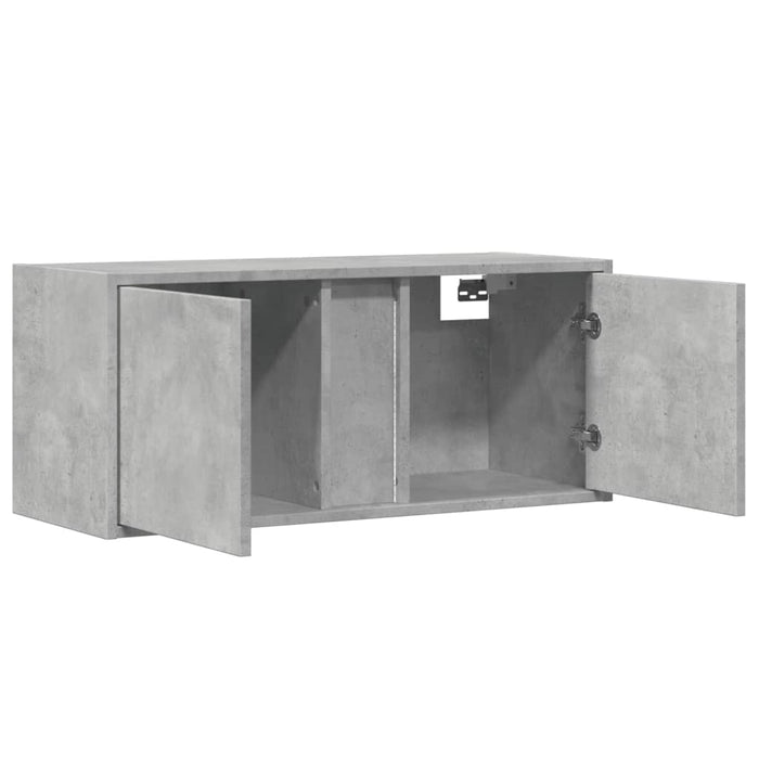 Comodă TV de perete cu lumini LED, gri beton, 80x31x35 cm - WALTI WALTI