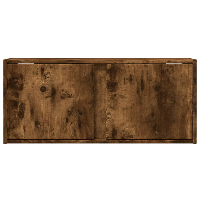 Comodă TV de perete cu lumini LED, stejar fumuriu, 80x31x35 cm - WALTI WALTI