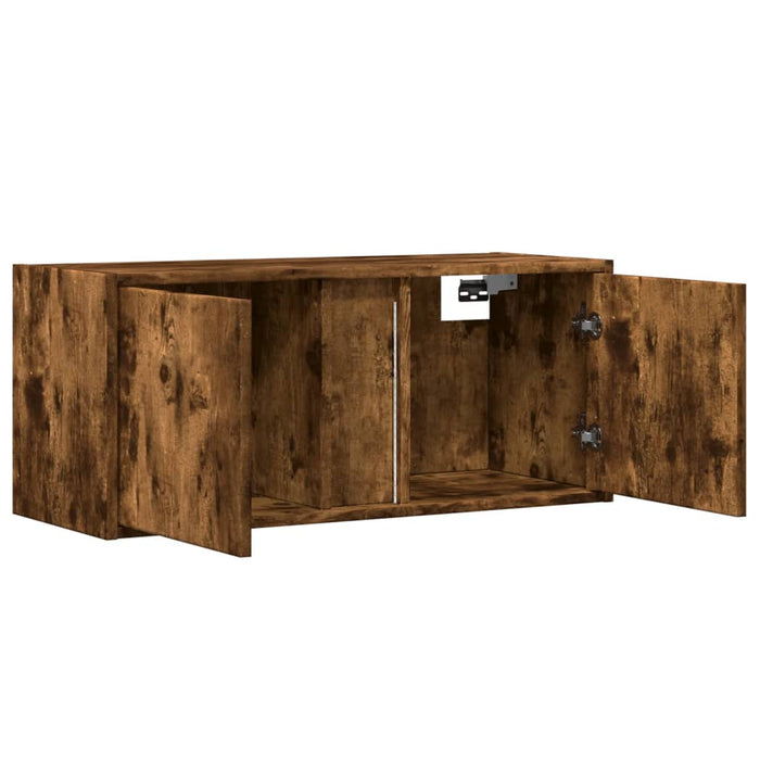 Comodă TV de perete cu lumini LED, stejar fumuriu, 80x31x35 cm - WALTI WALTI